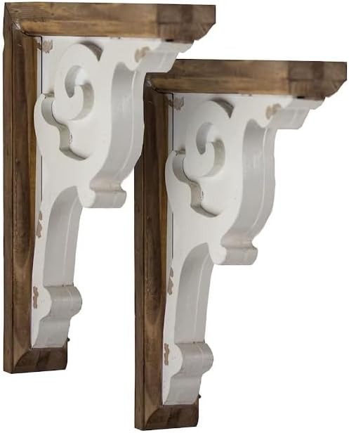 Generic Blackperlcrafts By 2 Pcs White Rustic Distressed Corbels, Wall Corbel Fireplace mentel Decor, Vintage Inspired Corbel Farmhouse corbels Fireplace Corbels Shelf Gift