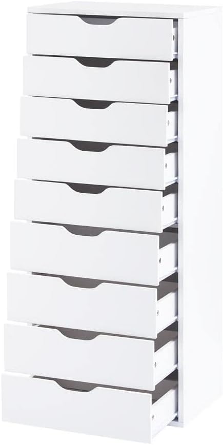 Naomi Home 9-Drawer Tall Dresser, Black, Smart Storage, Maximum Capacity with Smooth Runners & Recessed Handles, Compact Footprint for Bedroom or Office, Sturdy Engineered Wood Construction