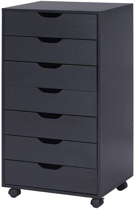 Naomi Home 9-Drawer Tall Dresser, Black, Smart Storage, Maximum Capacity with Smooth Runners & Recessed Handles, Compact Footprint for Bedroom or Office, Sturdy Engineered Wood Construction