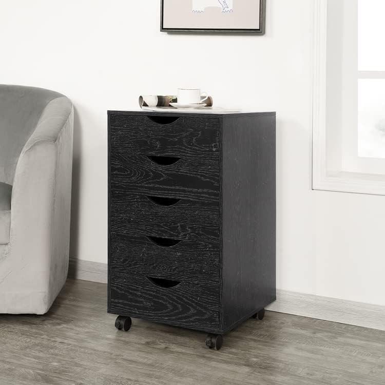 Naomi Home 9-Drawer Tall Dresser, Black, Smart Storage, Maximum Capacity with Smooth Runners & Recessed Handles, Compact Footprint for Bedroom or Office, Sturdy Engineered Wood Construction