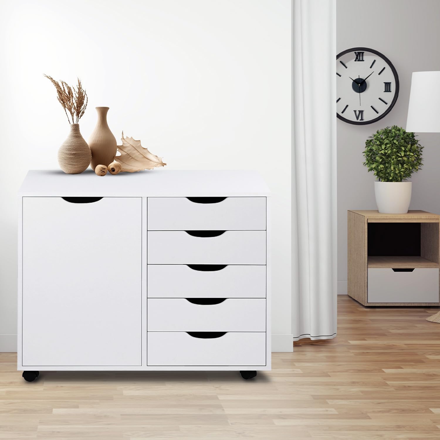 Naomi Home 9-Drawer Tall Dresser, Black, Smart Storage, Maximum Capacity with Smooth Runners & Recessed Handles, Compact Footprint for Bedroom or Office, Sturdy Engineered Wood Construction