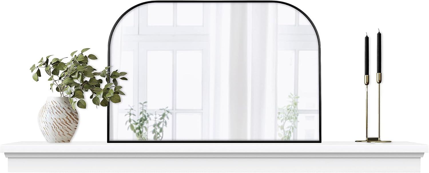 MCS Master & Co. Modern Floating Fireplace Mantel with Black Metal Brackets, Long Floating Shelves for Wall Décor, 60 inches, Natural Woodgrain