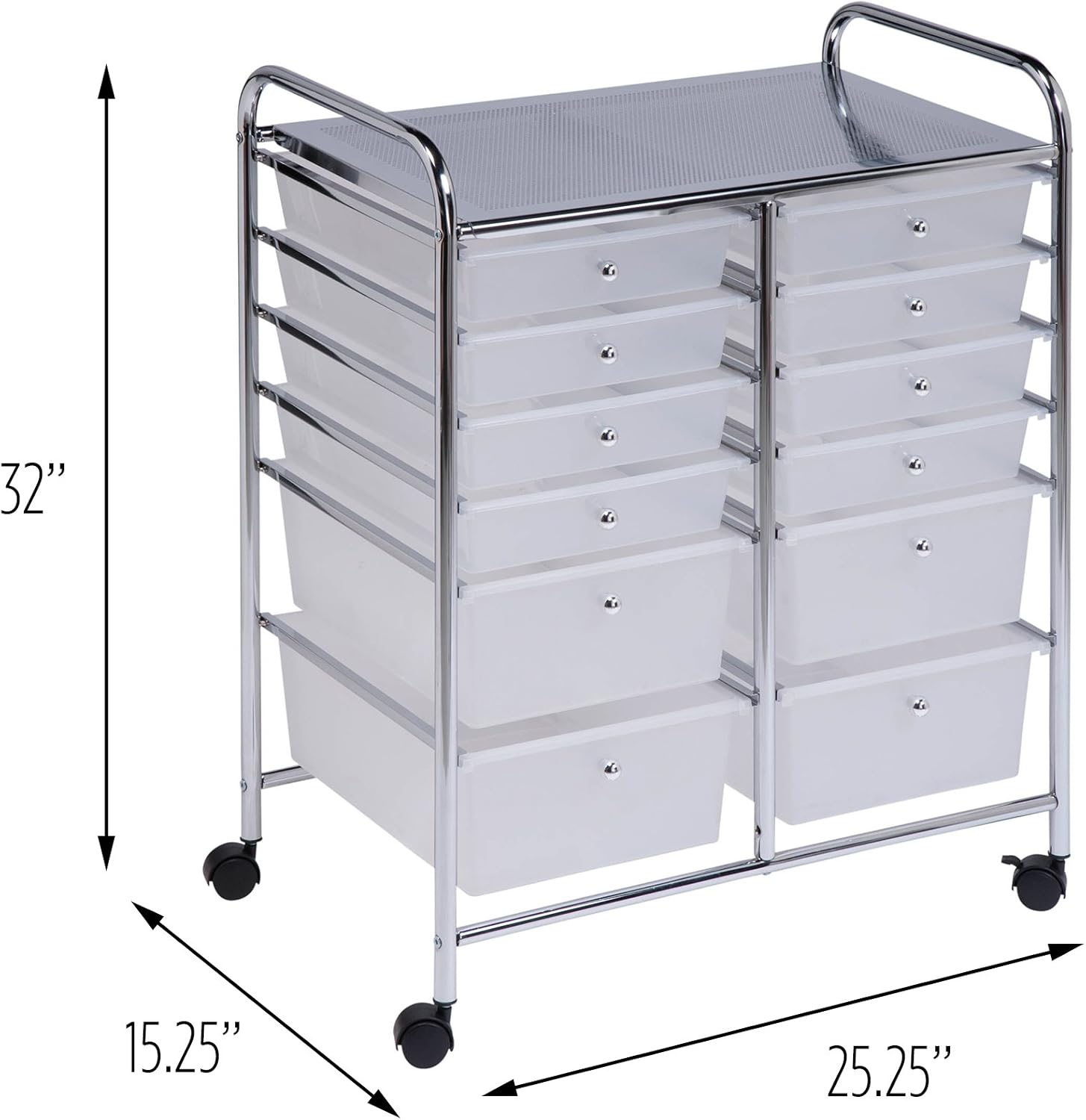 Honey-Can-Do Rolling Storage Cart and Organizer with 12 Plastic Drawers
