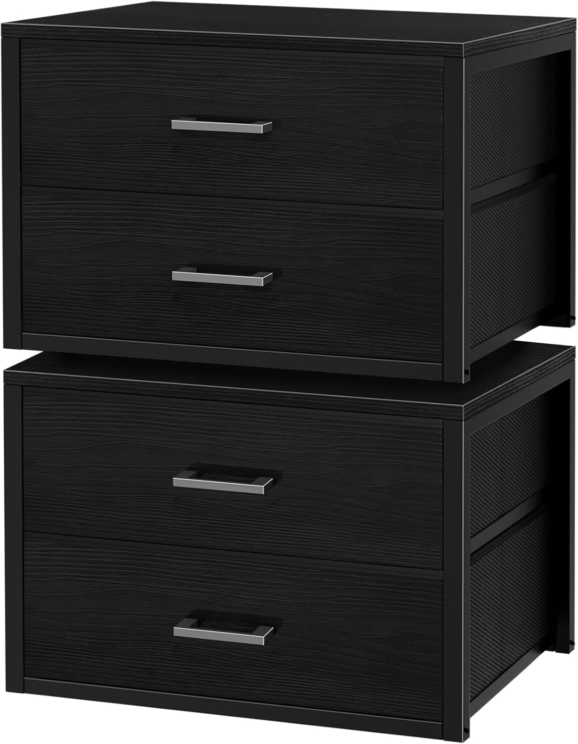 BOLUO Stackable Storage Drawers Closet Organizers and Storage Fabric White 2 Drawer Dresser for Bedroom 2 Packs Modern