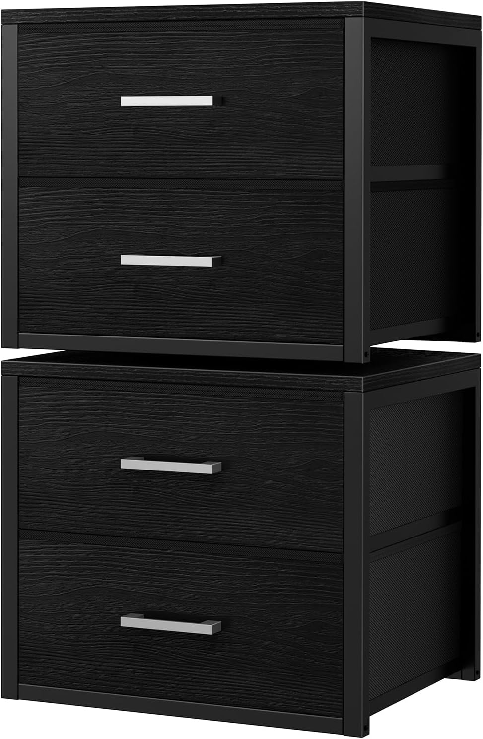 BOLUO Stackable Storage Drawers Closet Organizers and Storage Fabric White 2 Drawer Dresser for Bedroom 2 Packs Modern