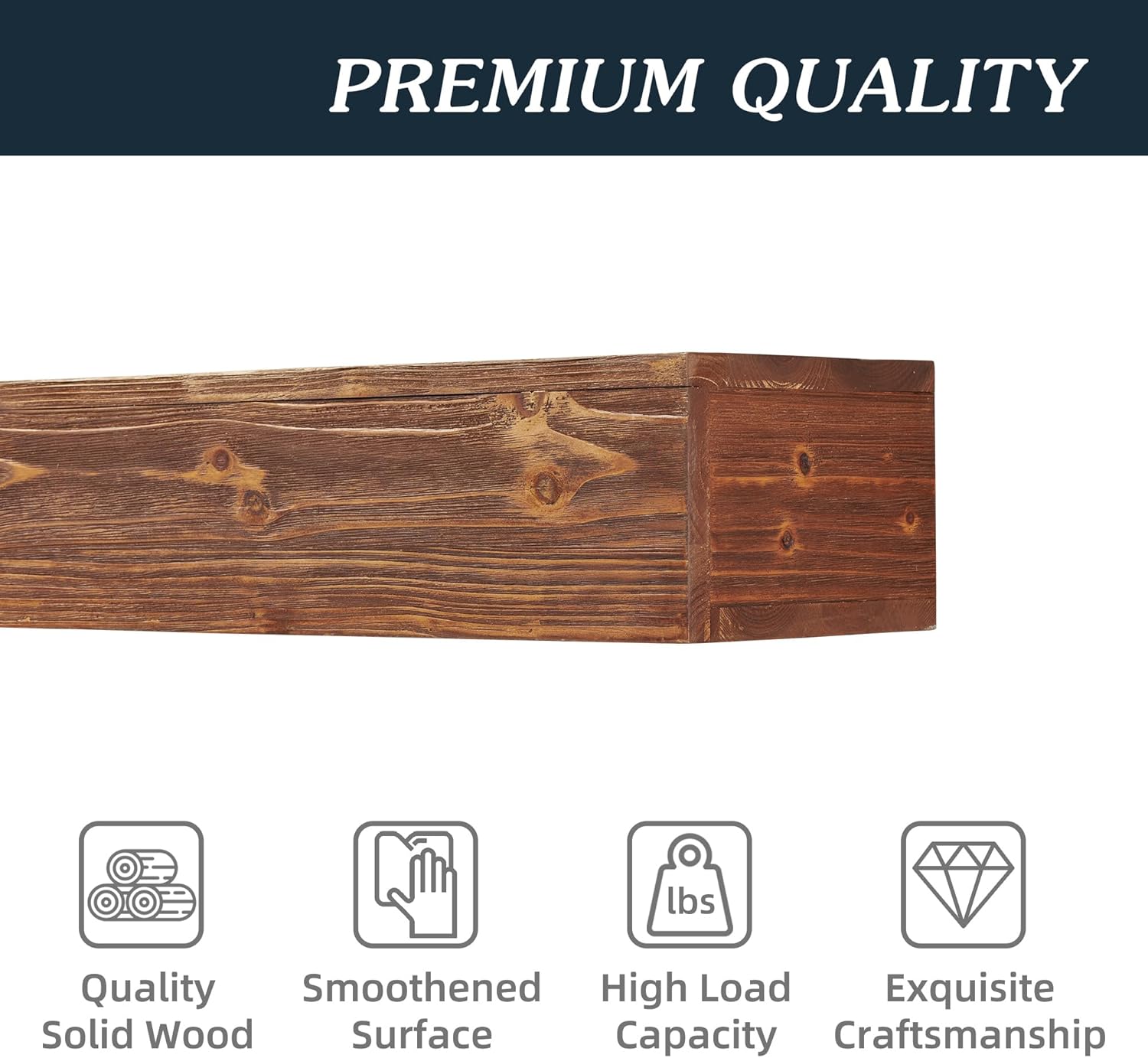 48" Rustic Cedar Fireplace Mantel & Floating Mantle Shelf-Wall-Mounted Wood Mantel with 50 lbs Load Capacity,Invisible Bracket,Anthropological Furniture-Inspired Design for Home Decor (Light Brown)
