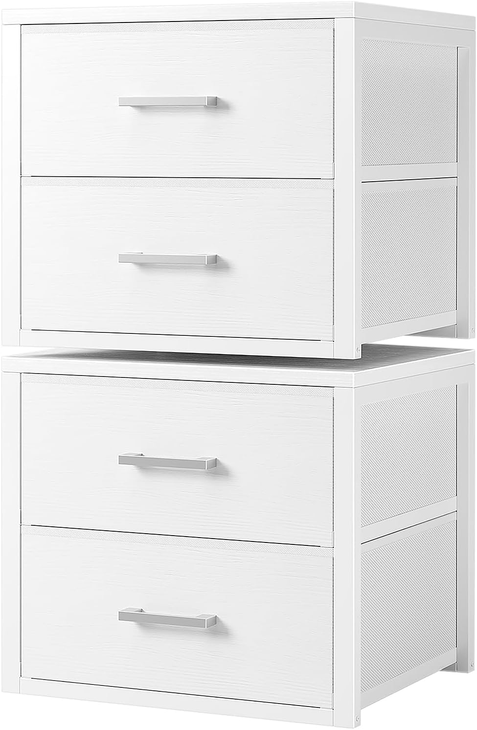 BOLUO Stackable Storage Drawers Closet Organizers and Storage Fabric White 2 Drawer Dresser for Bedroom 2 Packs Modern