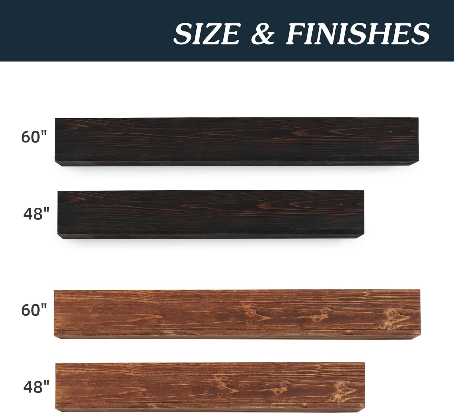 48" Rustic Cedar Fireplace Mantel & Floating Mantle Shelf-Wall-Mounted Wood Mantel with 50 lbs Load Capacity,Invisible Bracket,Anthropological Furniture-Inspired Design for Home Decor (Light Brown)