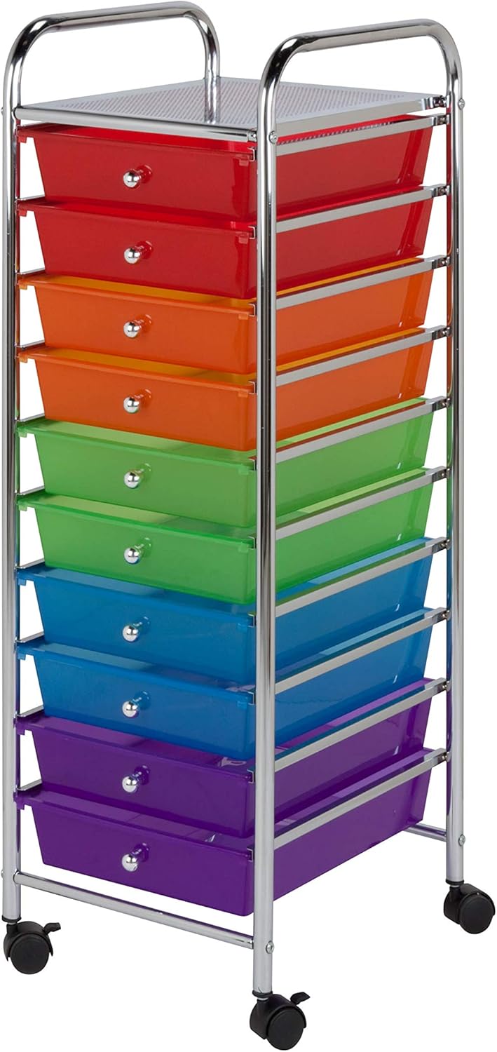 Honey-Can-Do Rolling Storage Cart and Organizer with 12 Plastic Drawers