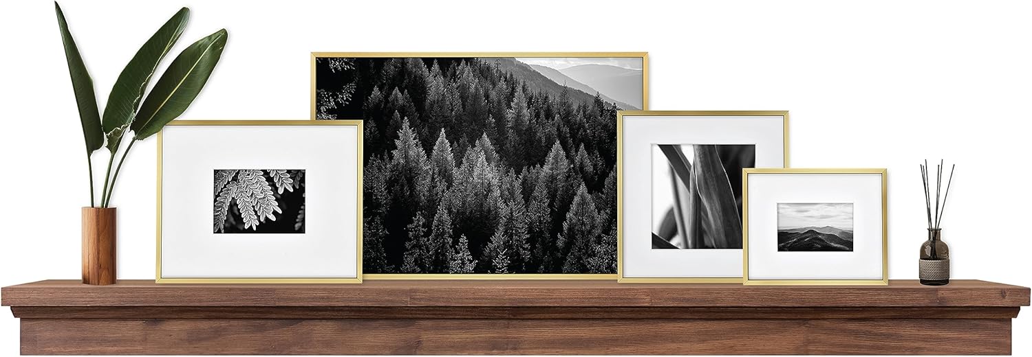MCS Master & Co. Modern Floating Fireplace Mantel with Black Metal Brackets, Long Floating Shelves for Wall Décor, 60 inches, Natural Woodgrain