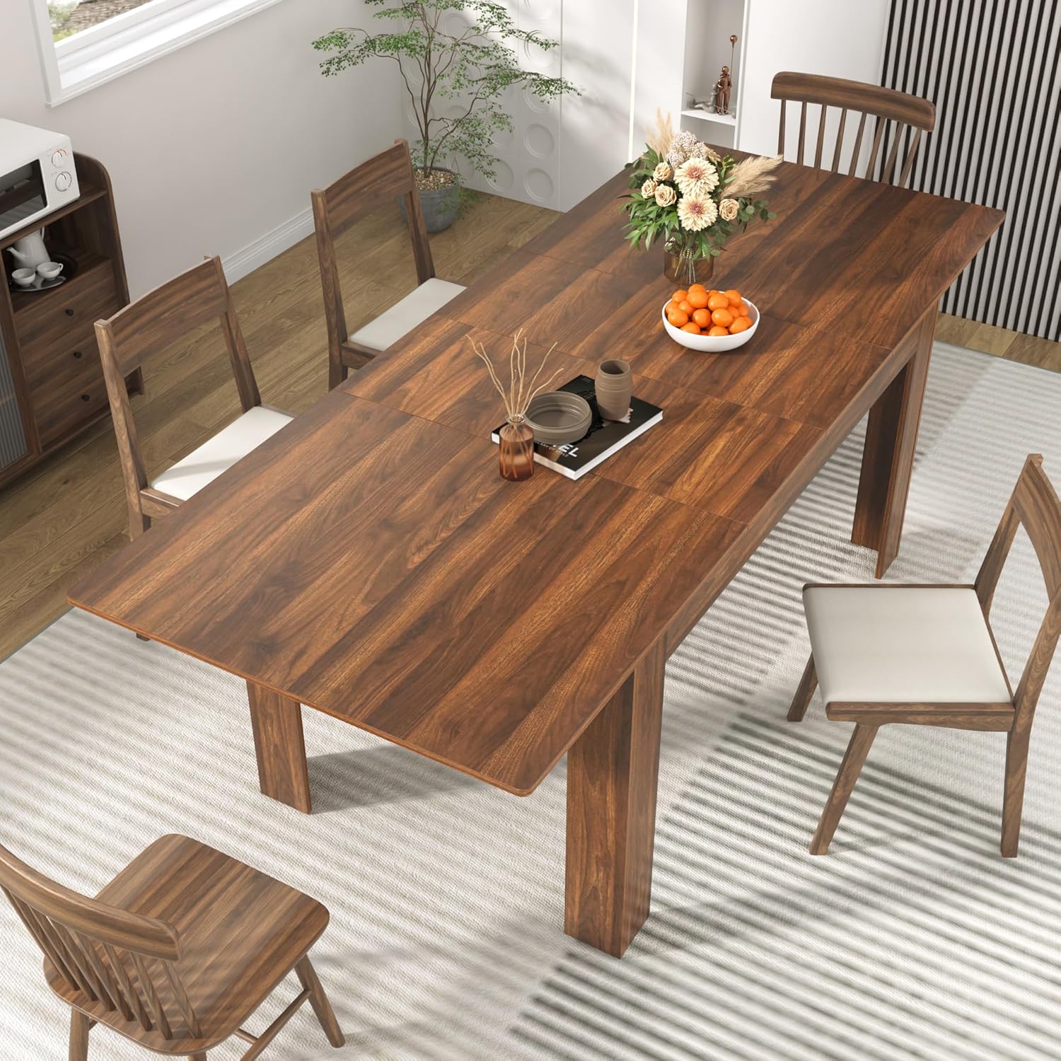 59"-86" Extendable Dining Table for 6-10 Person, Wooden Dining Room Table, Modern Extendable Table for Gatherings, Meeting for Small Kitchens, Dining Office Areas(Natural)
