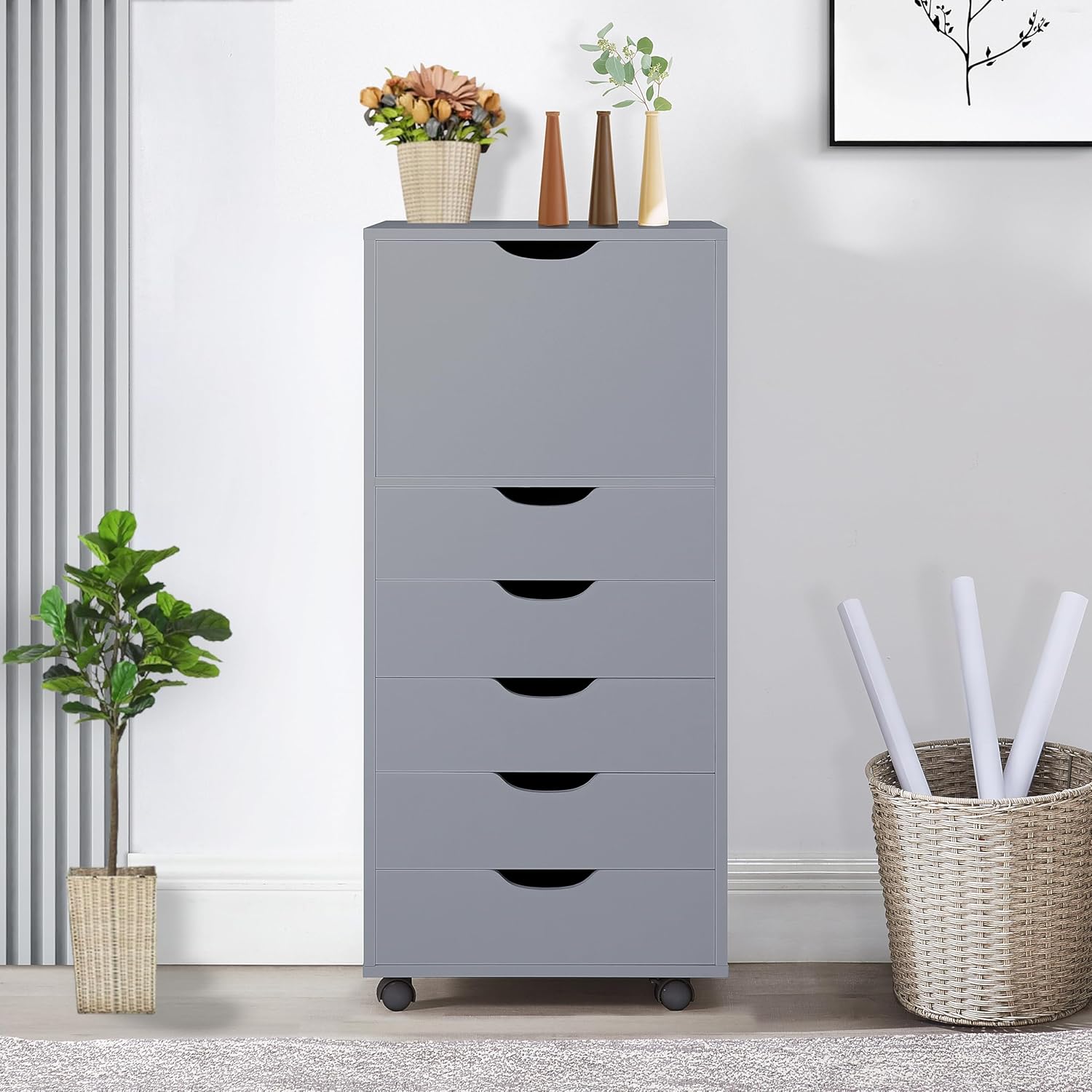 Naomi Home 9-Drawer Tall Dresser, Black, Smart Storage, Maximum Capacity with Smooth Runners & Recessed Handles, Compact Footprint for Bedroom or Office, Sturdy Engineered Wood Construction