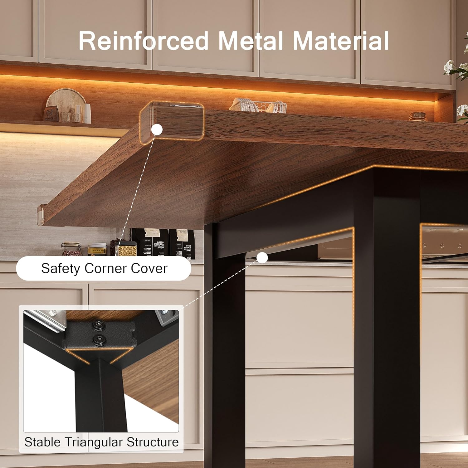Extendable Dining Table for 4-6, 63" Modern Kitchen Table, Farmhouse Dining Room Tables for Dining, Kitchen, Office, Living Room, Rectangular Wooden Tables, Space Saving (Walnut)