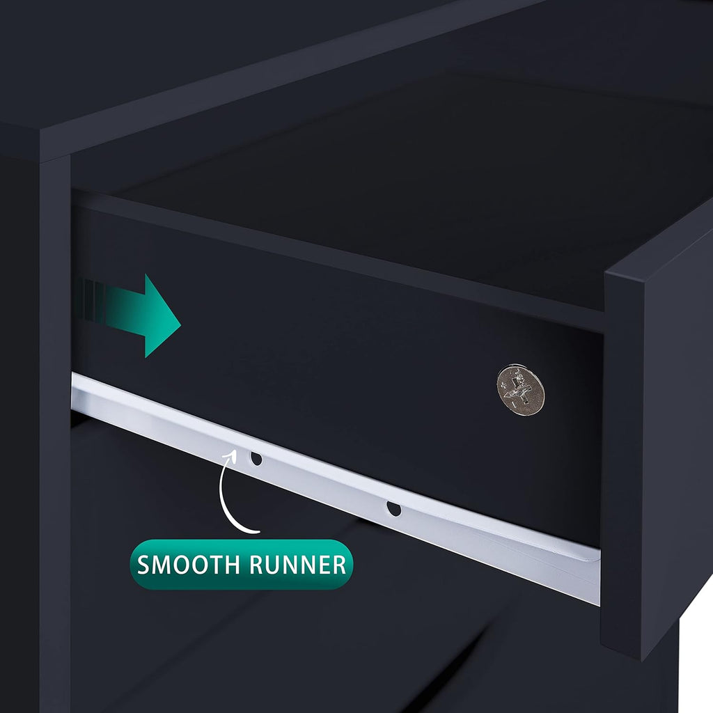 Naomi Home 9-Drawer Tall Dresser, Black, Smart Storage, Maximum Capacity with Smooth Runners & Recessed Handles, Compact Footprint for Bedroom or Office, Sturdy Engineered Wood Construction