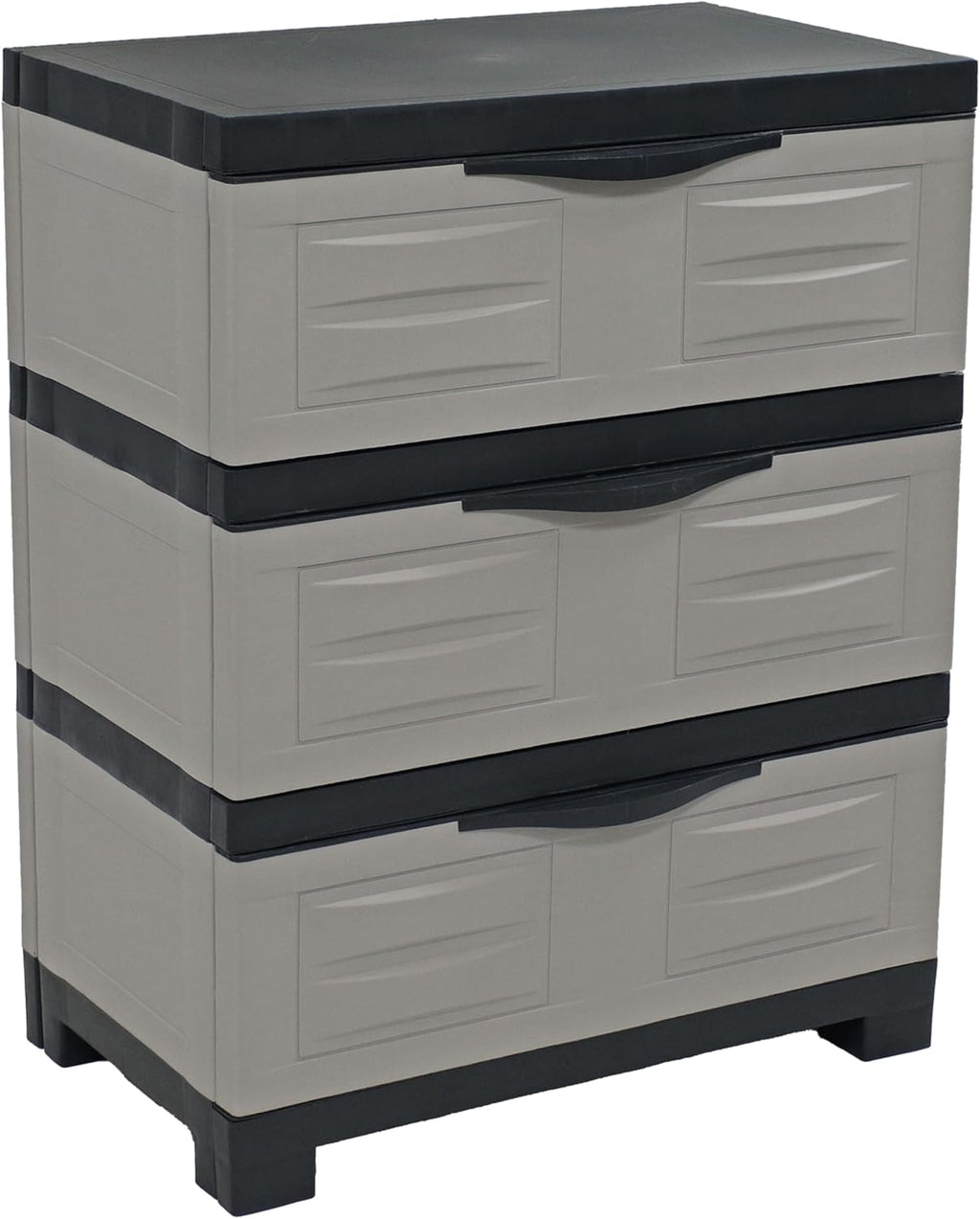 Sunnydaze 3-Tier Storage Cabinet with Drawers - Indoor or Garage Plastic Storage Drawers Organizer - 29.5" H - Garage, Office, Home, Laundry Room - Gray w/Charcoal Trim