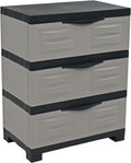Sunnydaze 3-Tier Storage Cabinet with Drawers - Indoor or Garage Plastic Storage Drawers Organizer - 29.5" H - Garage, Office, Home, Laundry Room - Gray w/Charcoal Trim