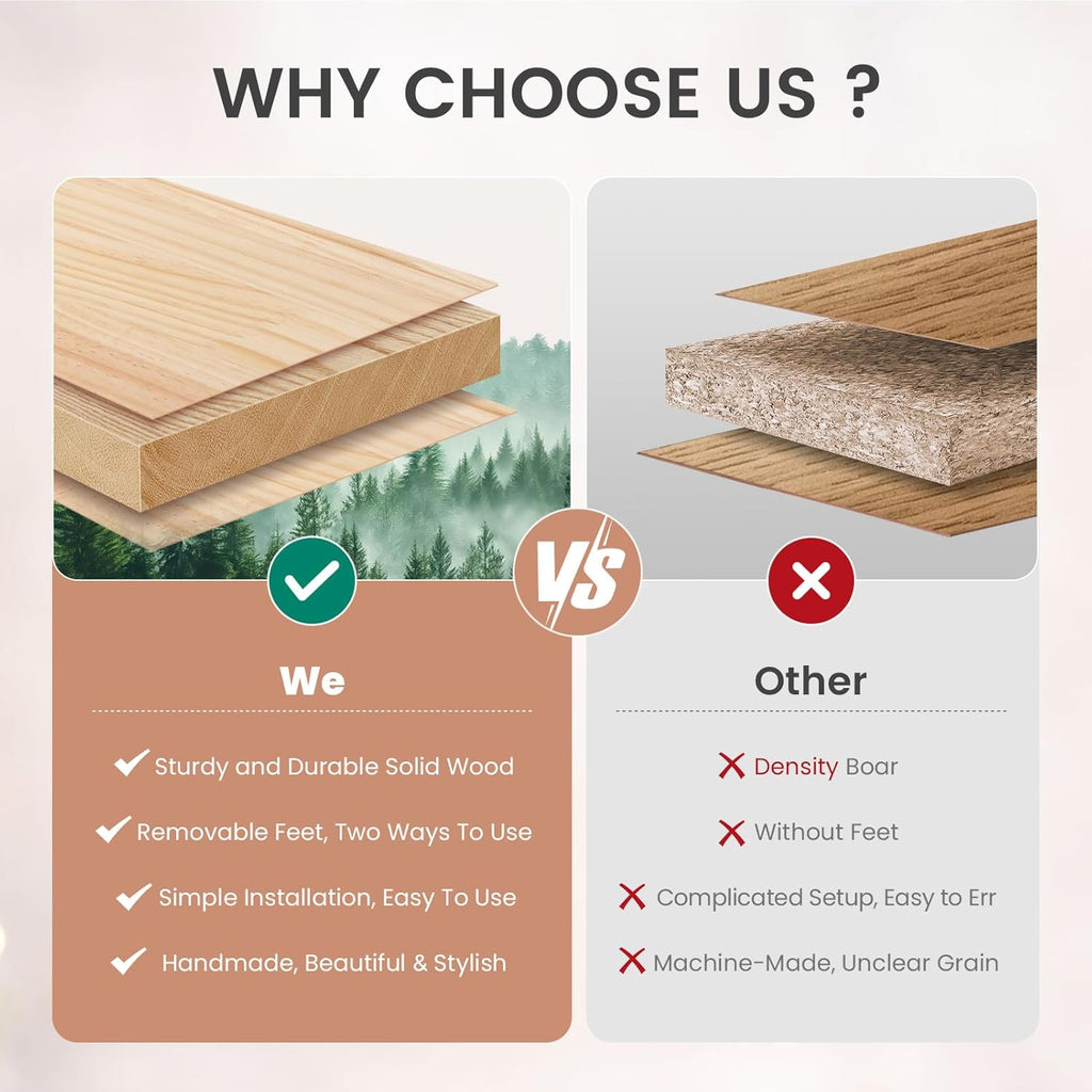 Wood Fireplace Mantel with Corbels - 54 Inch Rustic Floating Mantel Shelf for Living Room, Wall-Mounted Solid Fireplace Mantle with Angled Ends Decor for Bedroom, TV, Books, Natural