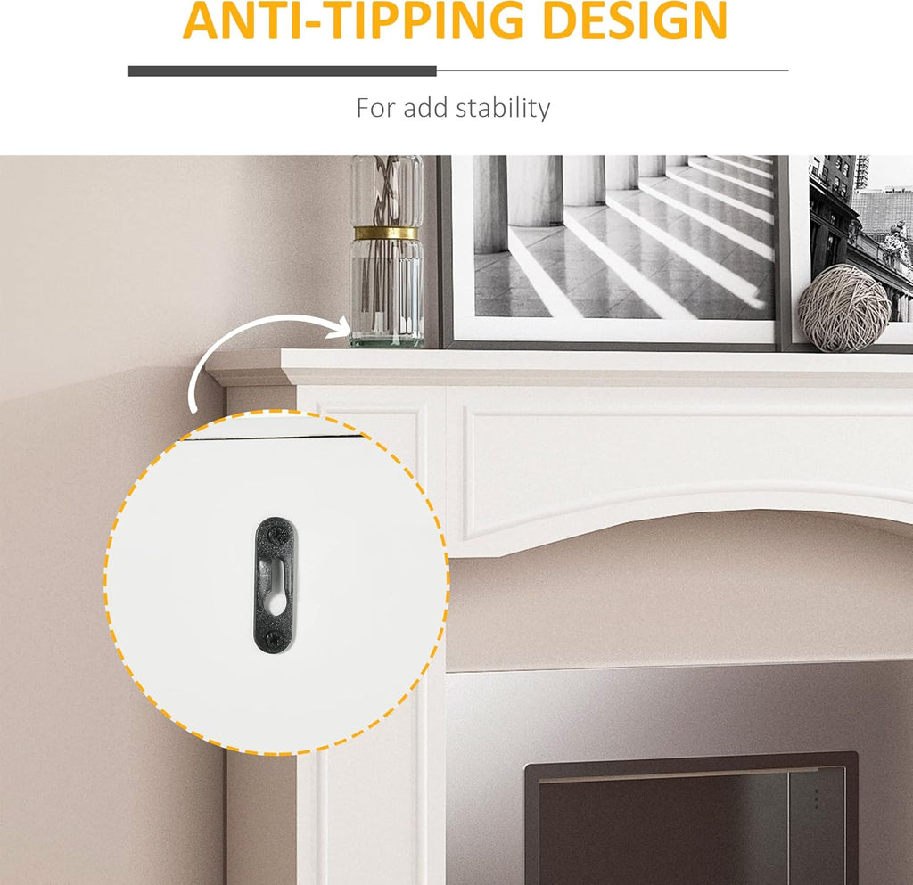 HOMCOM Modern Fireplace Mantel, Surround Mantels for Fireplace with Decorative Pattern Interior Width 29" White