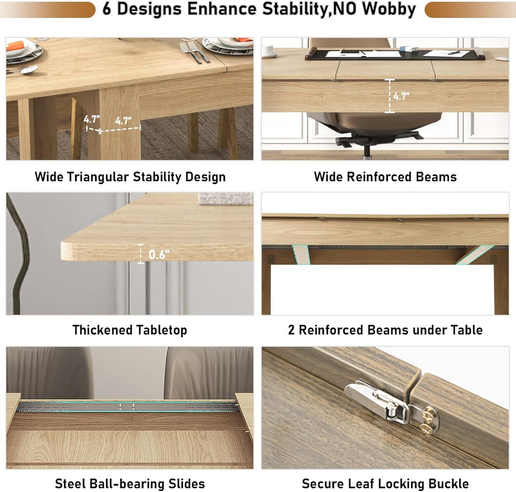 59"-86" Extendable Dining Table for 6-10 Person, Wooden Dining Room Table, Modern Extendable Table for Gatherings, Meeting for Small Kitchens, Dining Office Areas(Natural)