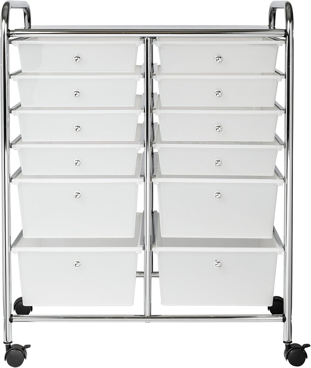 Honey-Can-Do Rolling Storage Cart and Organizer with 12 Plastic Drawers